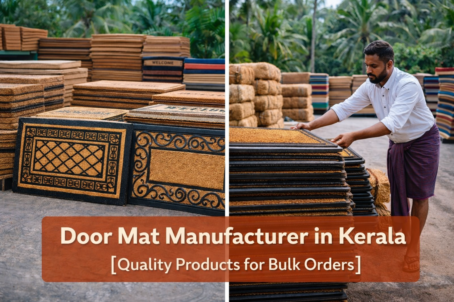 Door mat manufacturer in Kerala, Rubber and coir doormat outdoor exporter, Best Coir doormat in Kerala